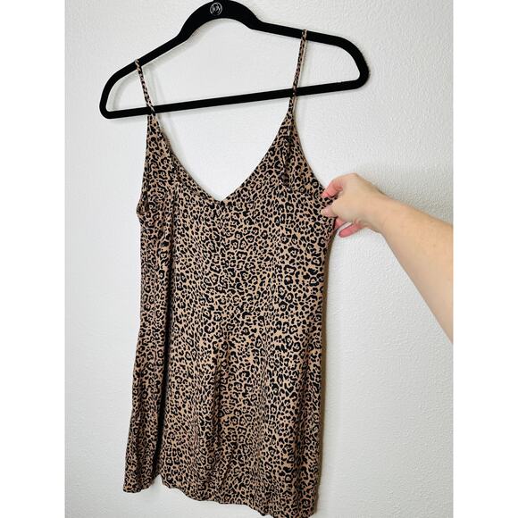 Reformation Marlowe Black Tan Leopard Print Mini Front Slit Dress XS - Picture 9 of 13